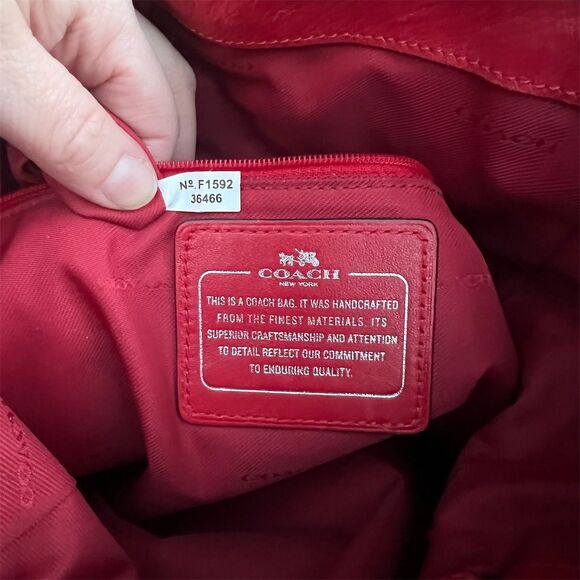 COACH Edie 31 Women's Tan/Red Shoulder Bag with Silver Hardware AUTHENTIC - Picture 7 of 8